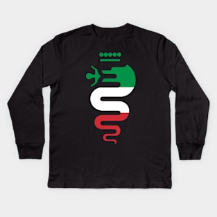 the snake green white red Kids Long Sleeve T-Shirt